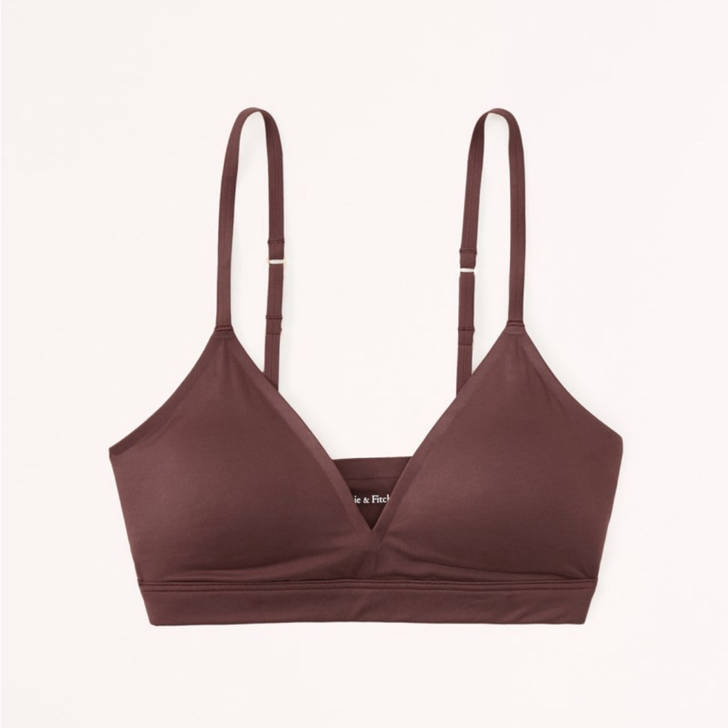 Abercrombie & Fitch | Satin V-Neck Bralette | Dark Brown | L